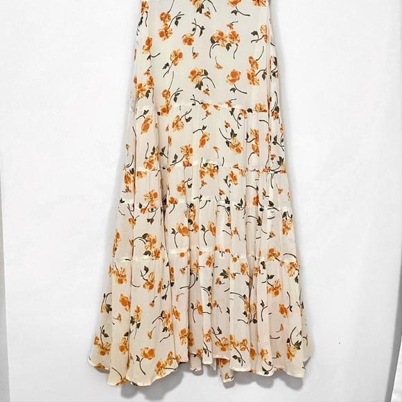 Reformation Cosa Floral V Neck Short Sleeve Midi Dress in Yellow Limonada - Picture 11 of 16